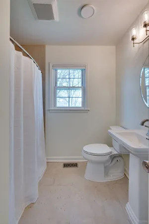 a bathroom with a bathtub