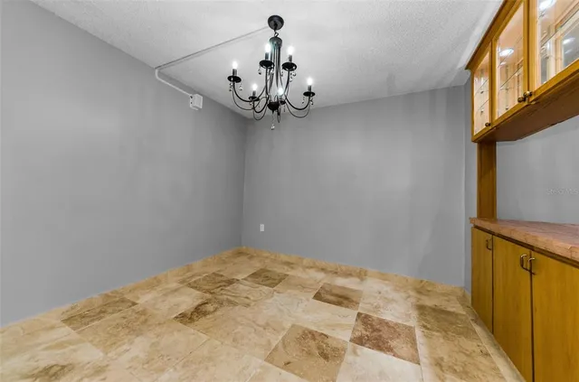 a view of a livingroom with a chandelier