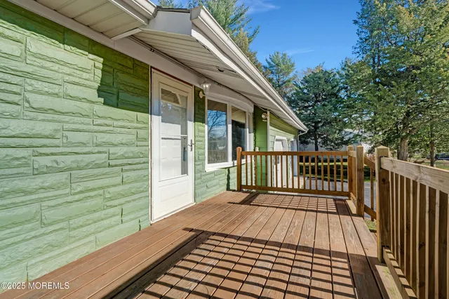 a view of a wooden deck