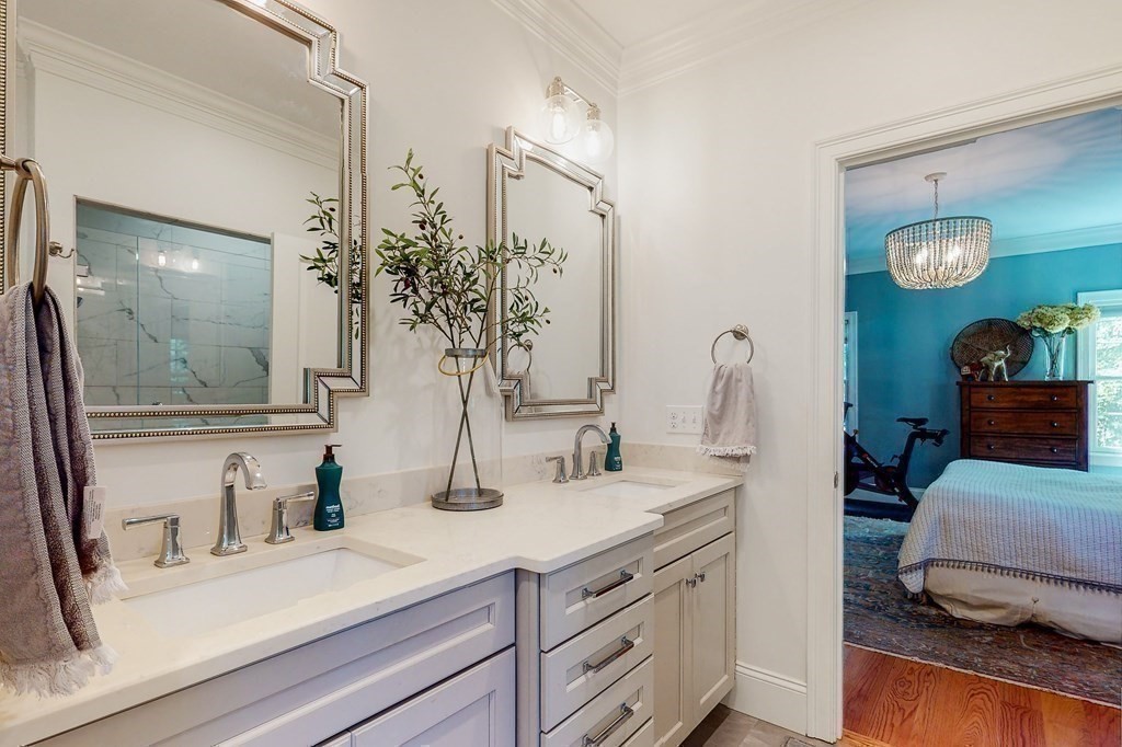185 Bailey Street Canton, MA 02021 - Photo 13 of 32 a bathroom with double vanity sink and a mirror
