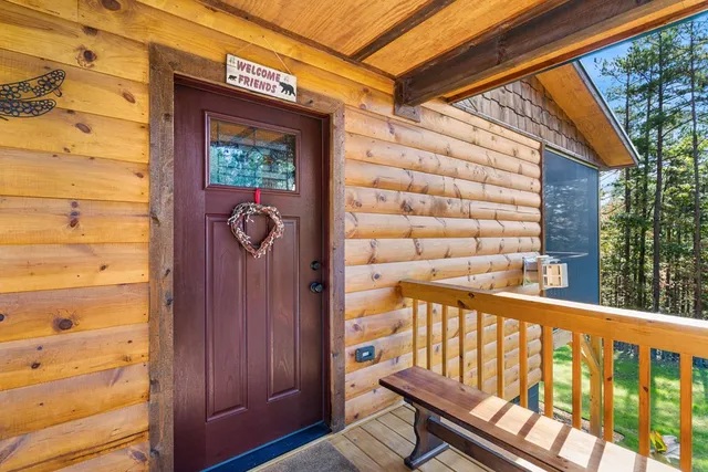 a view of a brick house with a door