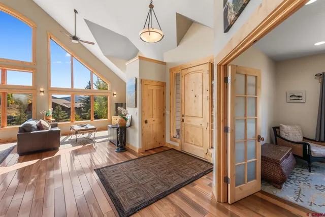 a living room with furniture