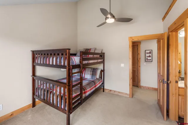 a view of a hallway with a bedroom