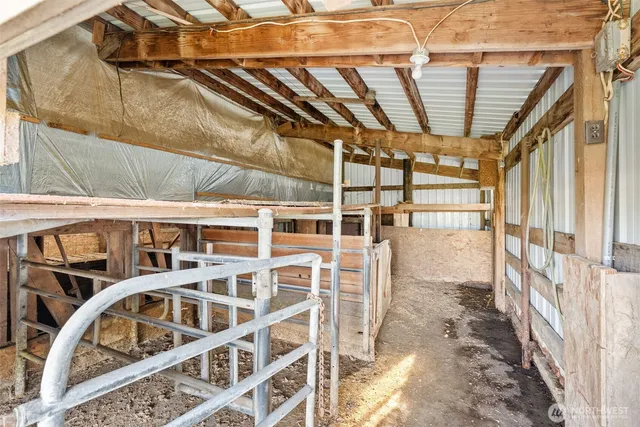 a view of a large building with a window