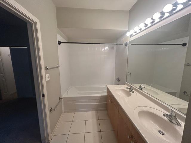 1461 South Halsted Street, Unit 1B Chicago, IL 60607 - Photo 11 of 20 a bathroom with a granite countertop sink a mirror and a bathtub