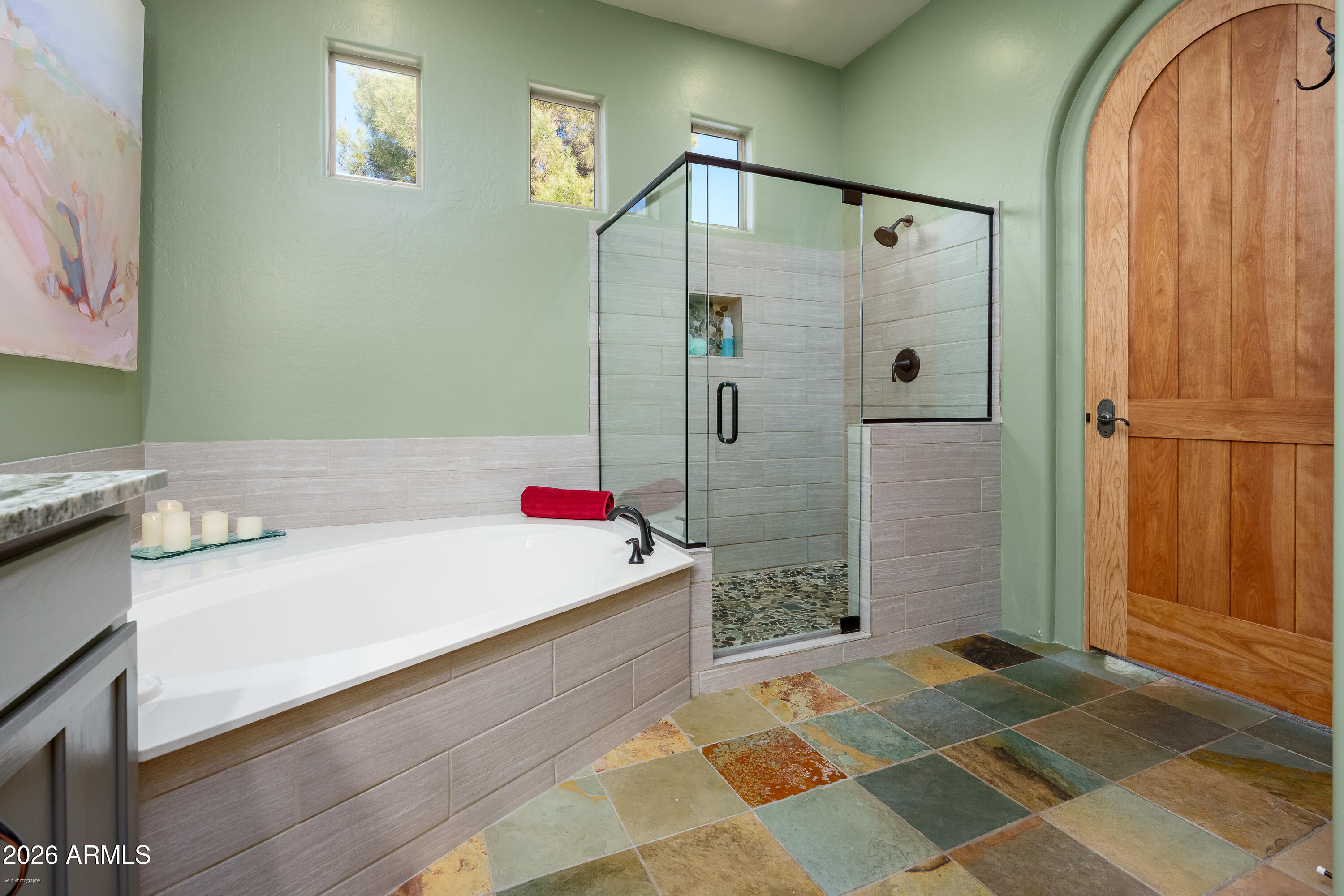 100 Rio Sinagua Sedona, AZ 86351 - Photo 24 of 43 a bathroom with a tub shower and sink