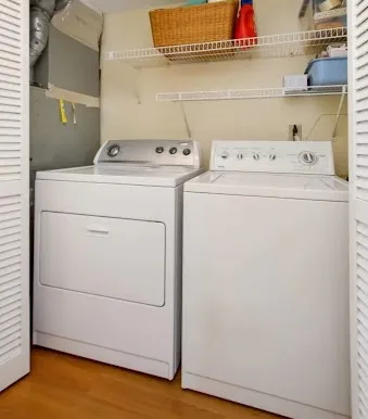 a utility room with dryer and washer