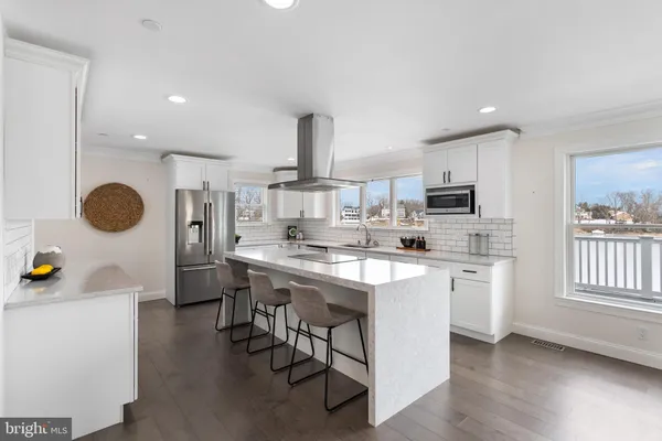 a kitchen with lots of counter top space