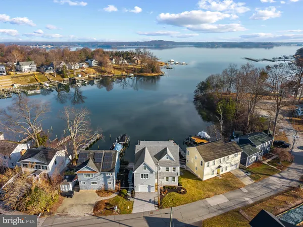 a view of a lake with houses