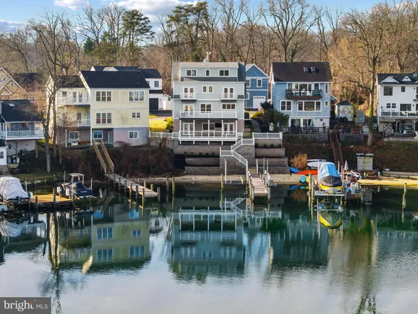 a view of water with building and lake view
