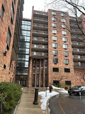 front view of a building with a street