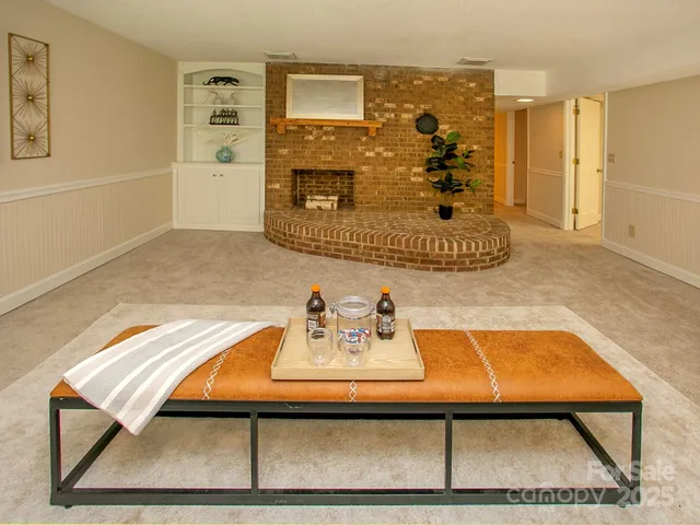 a view of a living room and bathroom