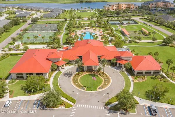 a view of a golf course with a lake
