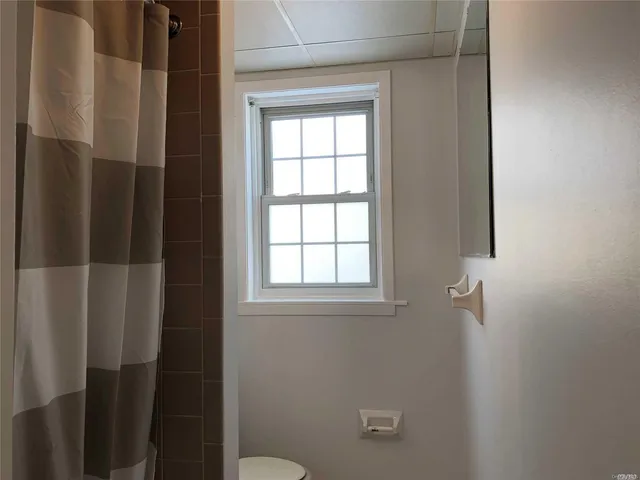a bathroom with a window