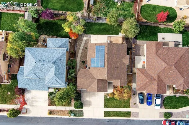 an aerial view of multiple house