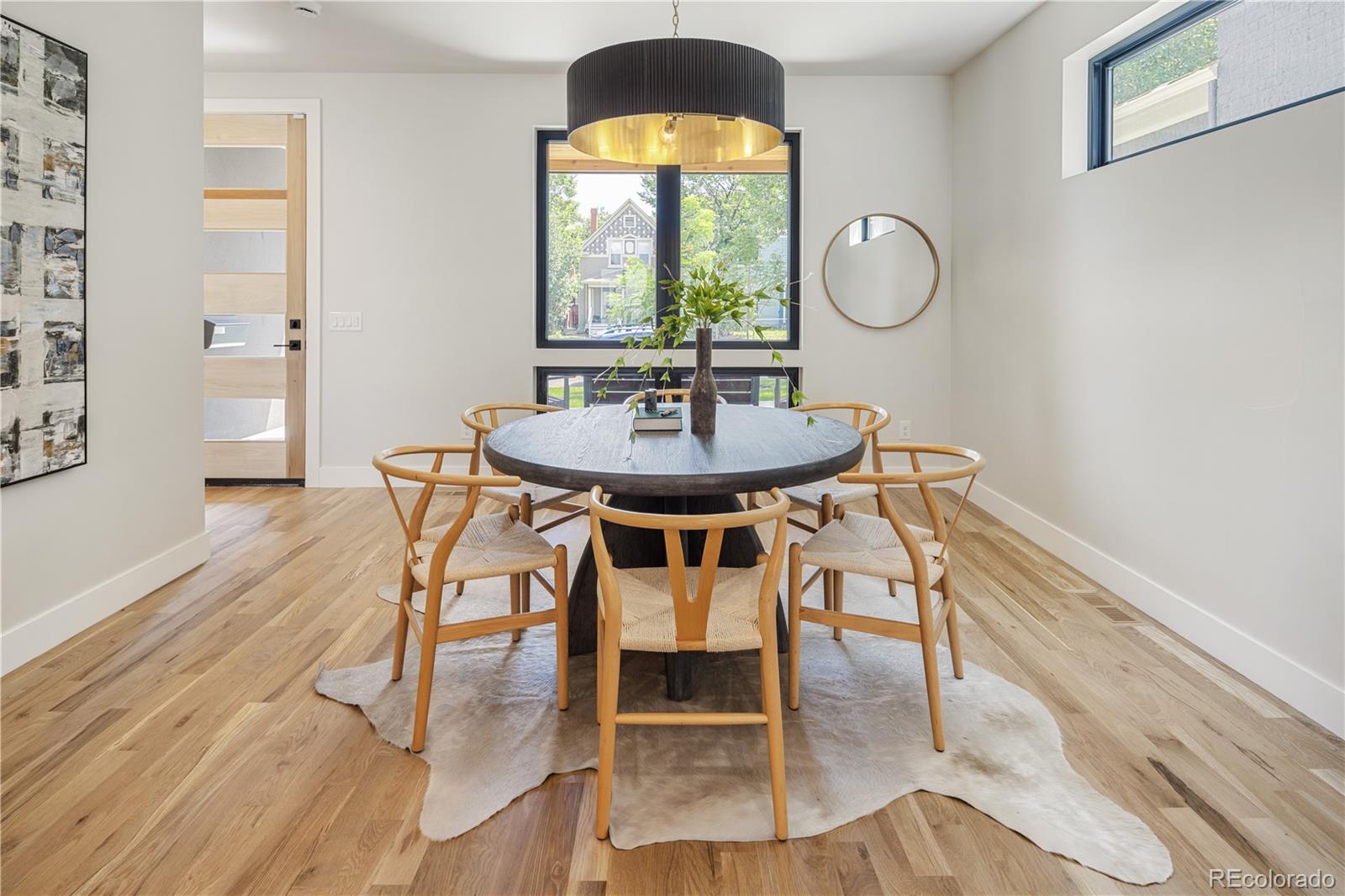 2143 High Street Denver, CO 80205 - Photo 10 of 43 a dining room with furniture a floor to ceiling window and wooden floor