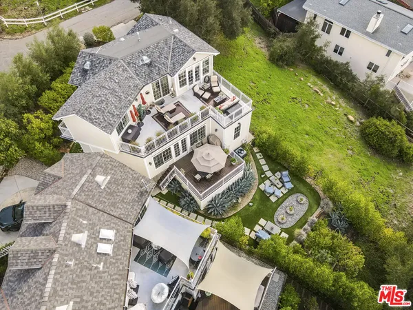 an aerial view of a house