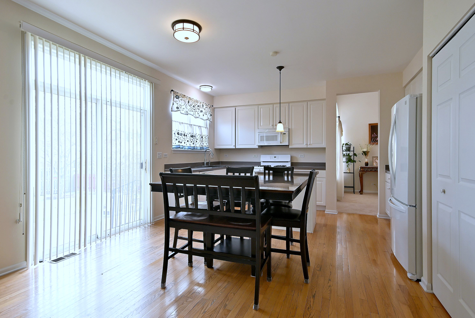 230 Stickley Lane Lake In The Hills, IL 60156 - Photo 17 of 52 a kitchen with a table chairs refrigerator and window