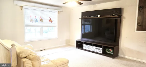 a living room with a bed furniture and a window