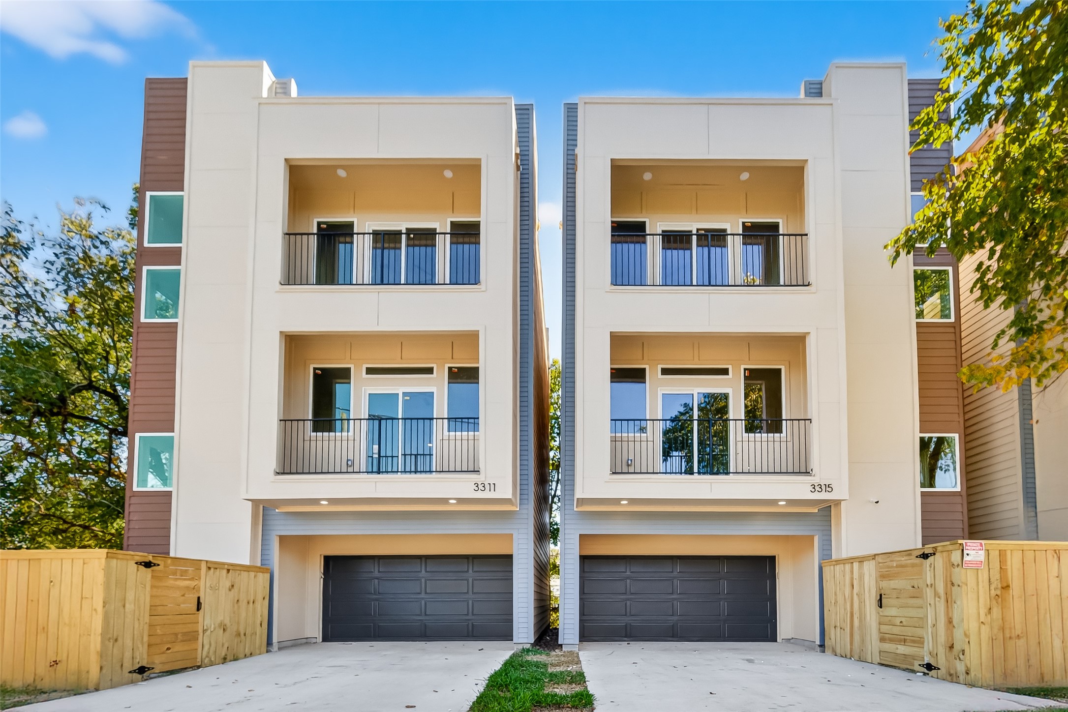 a front view of a multi story building