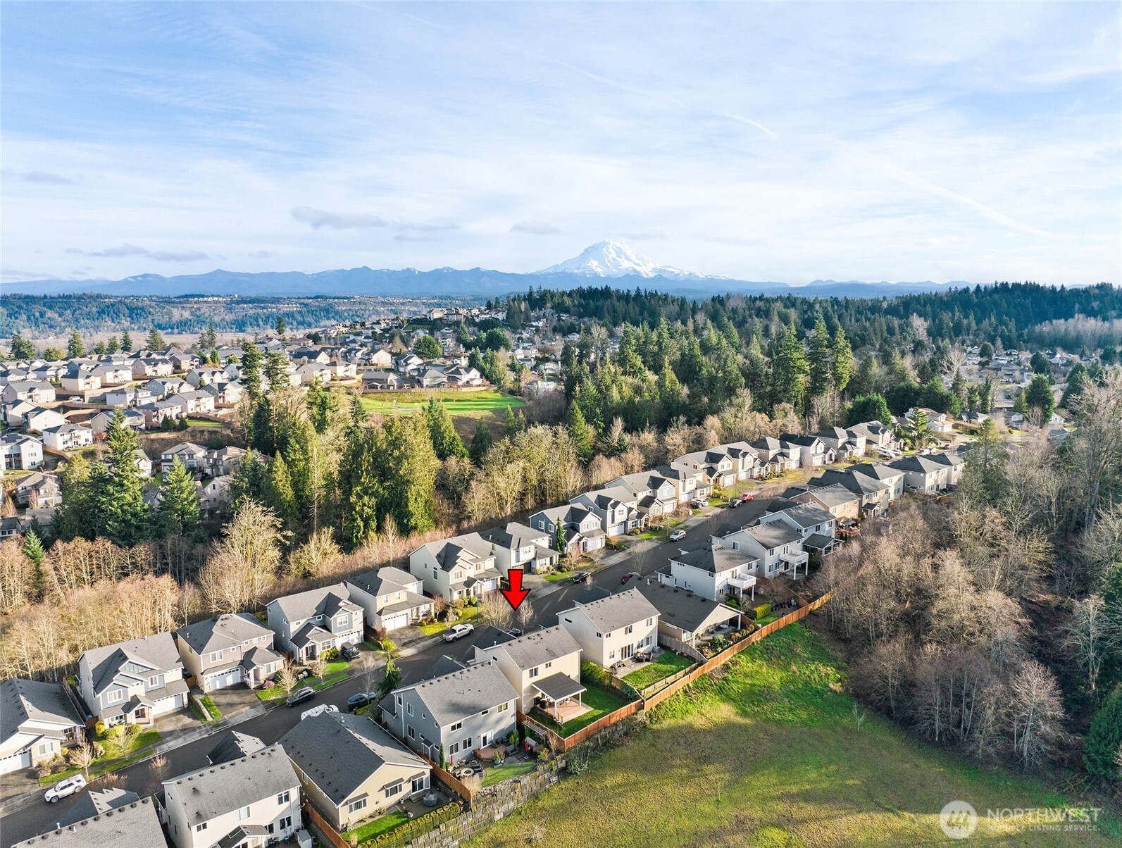 1320 34th Street Southeast Puyallup, WA 98372 - Photo 37 of 40 an aerial view of a city with lots of residential buildings