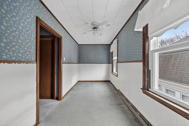 an empty room with windows