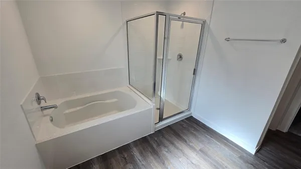 a bathroom with a bathtub