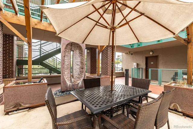 a view of an outdoor space with seating area