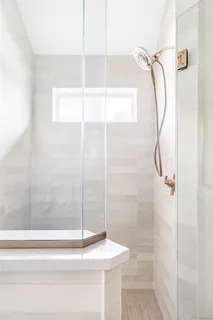 a bathroom that has a shower