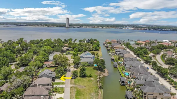 a view of a lake with a city