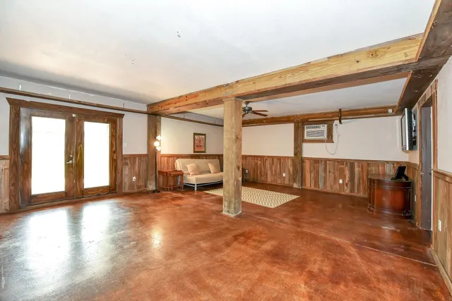 a space with wooden fence