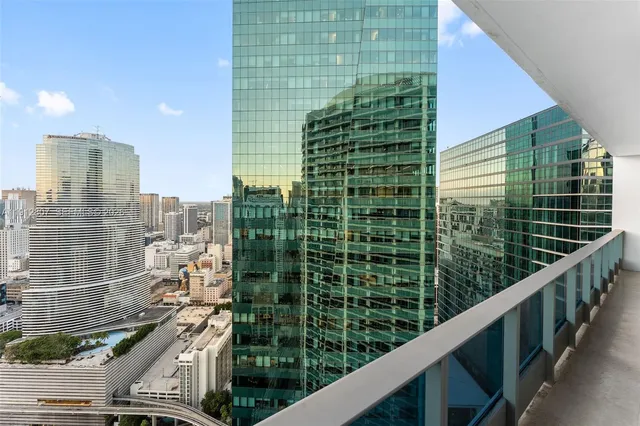 a view of a city from a balcony