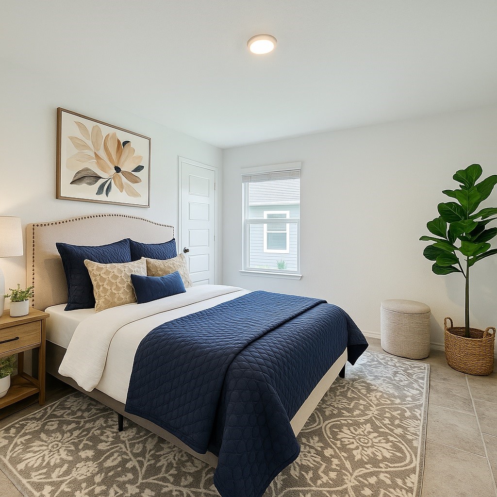 1114 Cattle Chute Court Rosharon, TX 77583 - Photo 14 of 21 a bedroom with bed and a potted plant