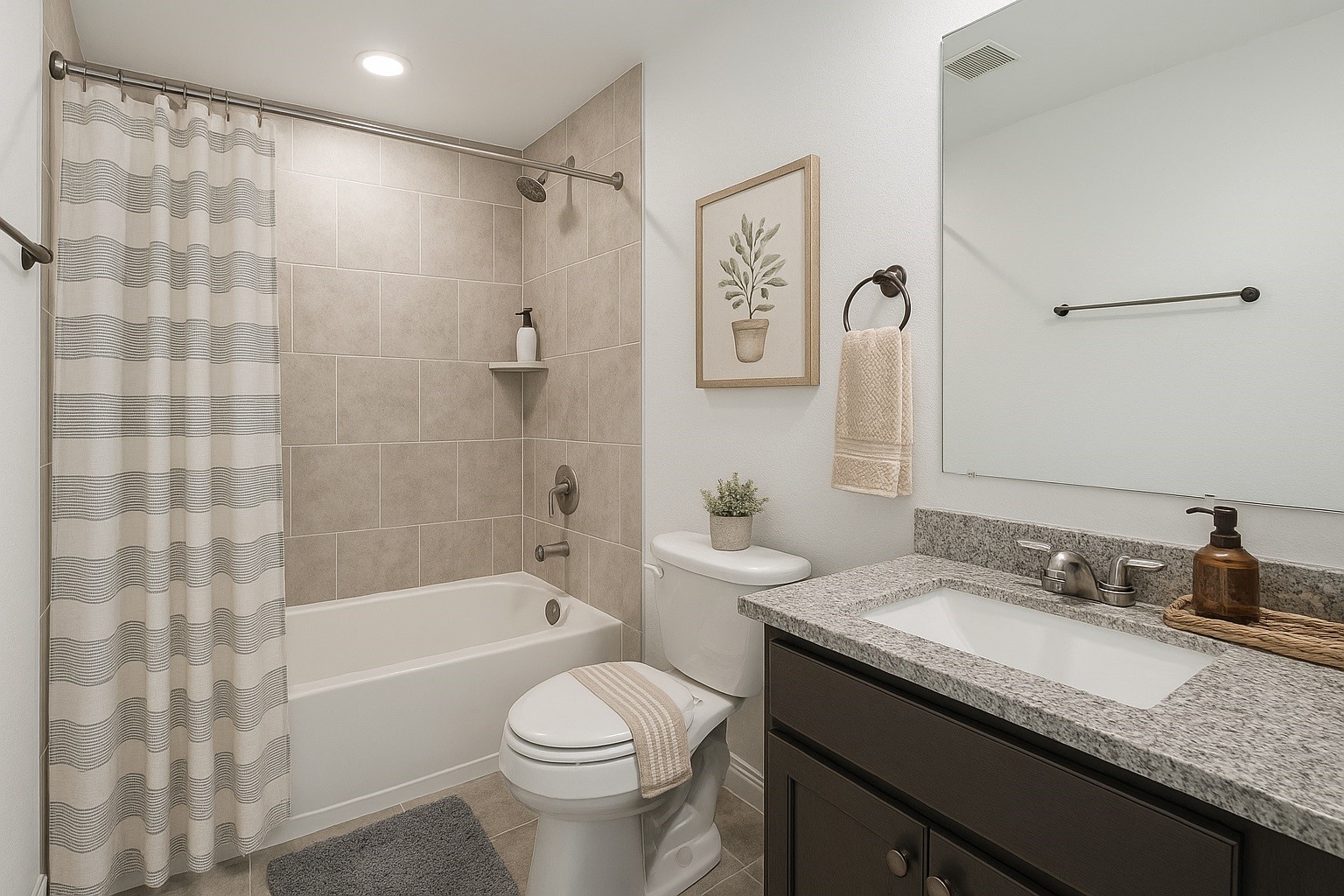 1114 Cattle Chute Court Rosharon, TX 77583 - Photo 16 of 21 a bathroom with a granite countertop sink toilet and shower