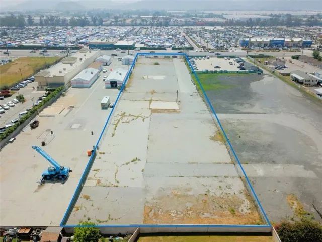 an aerial view of a swimming pool