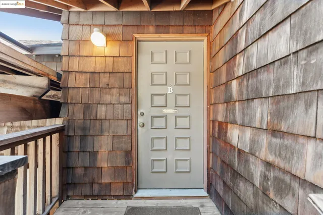 a view of a wooden door