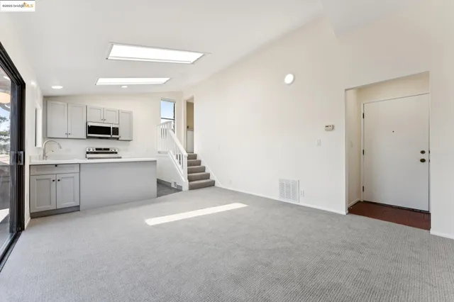 a view of a balcony with an outdoor space