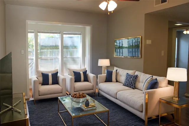 a living room with furniture