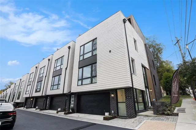 a view of a large white building