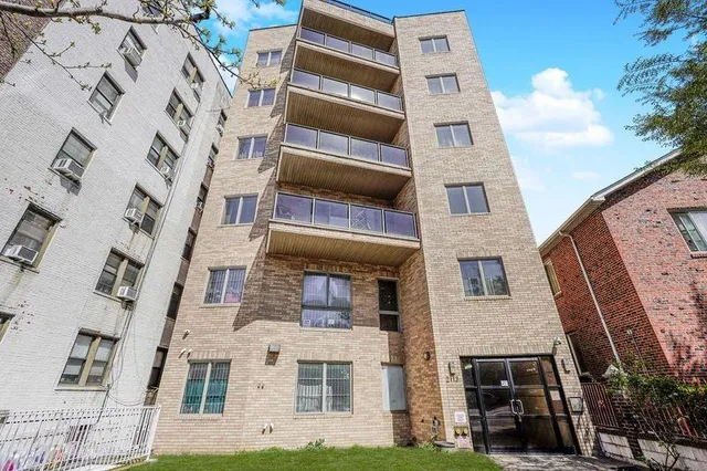 a front view of a multi story building