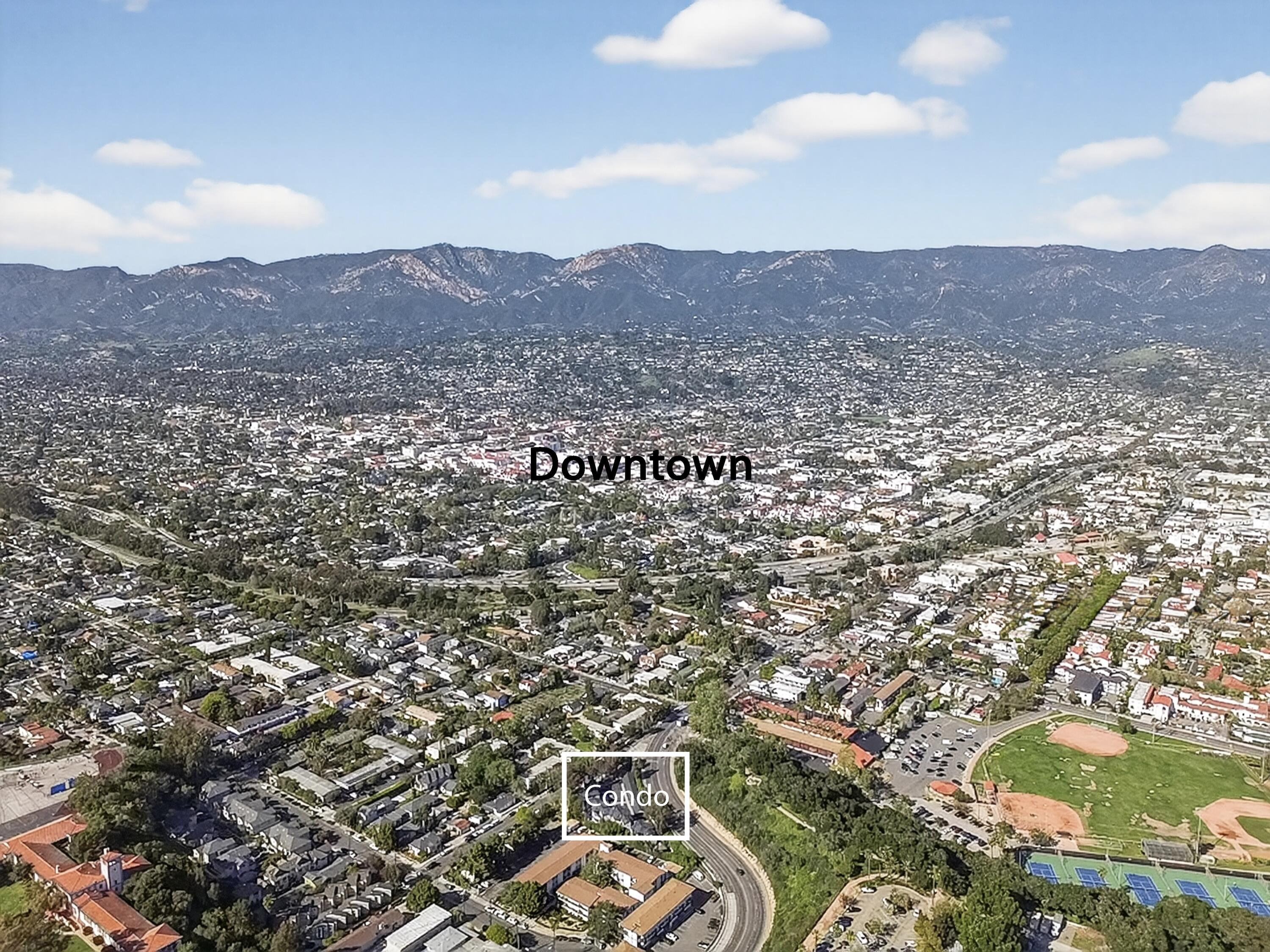 521 West Montecito Street, Unit 1 Santa Barbara, CA 93101 - Photo 11 of 36 an aerial view of residential house and green space