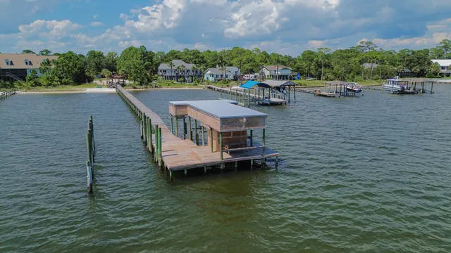 a view of a lake with houses