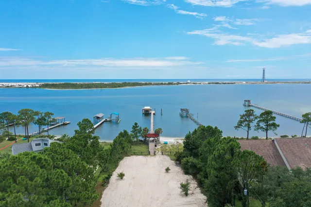 an aerial view of a house with a garden