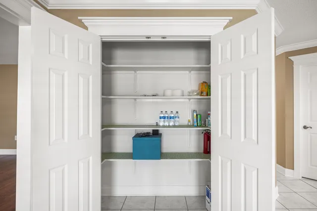 an aerial view of a house with a garden