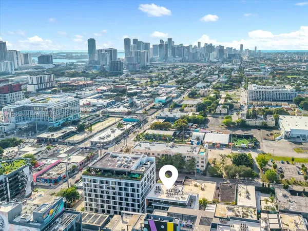 a city view with tall buildings