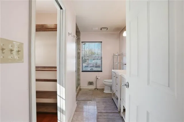 a bathroom with a bathtub