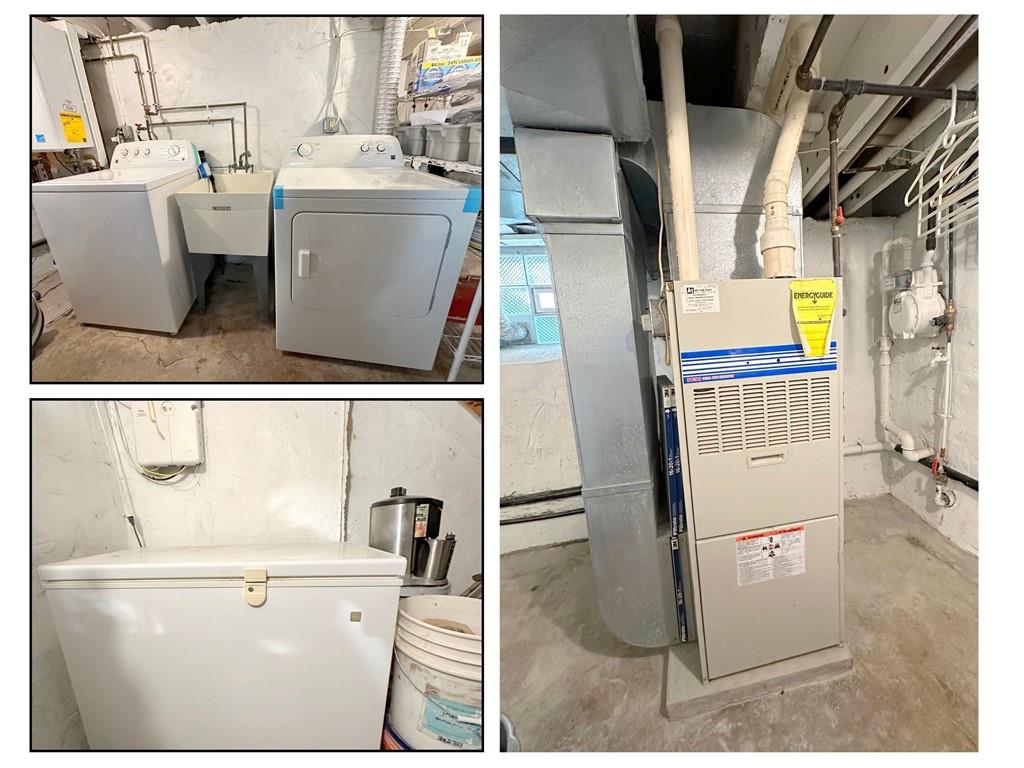 341 Kramer Way Pittsburgh, PA 15211 - Photo 37 of 37 The Basement Laundry/Utility area is 13'x7' and includes the furnace, the hot water-on-demand unit, the sanitary tub, the chest freezer, and the washer and dryer, which stay with the home.