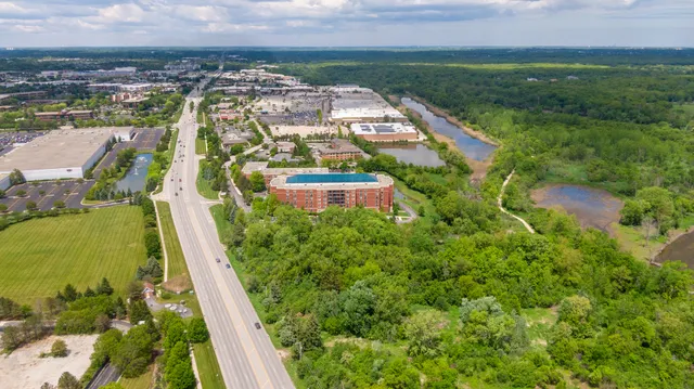 an aerial view of multiple house