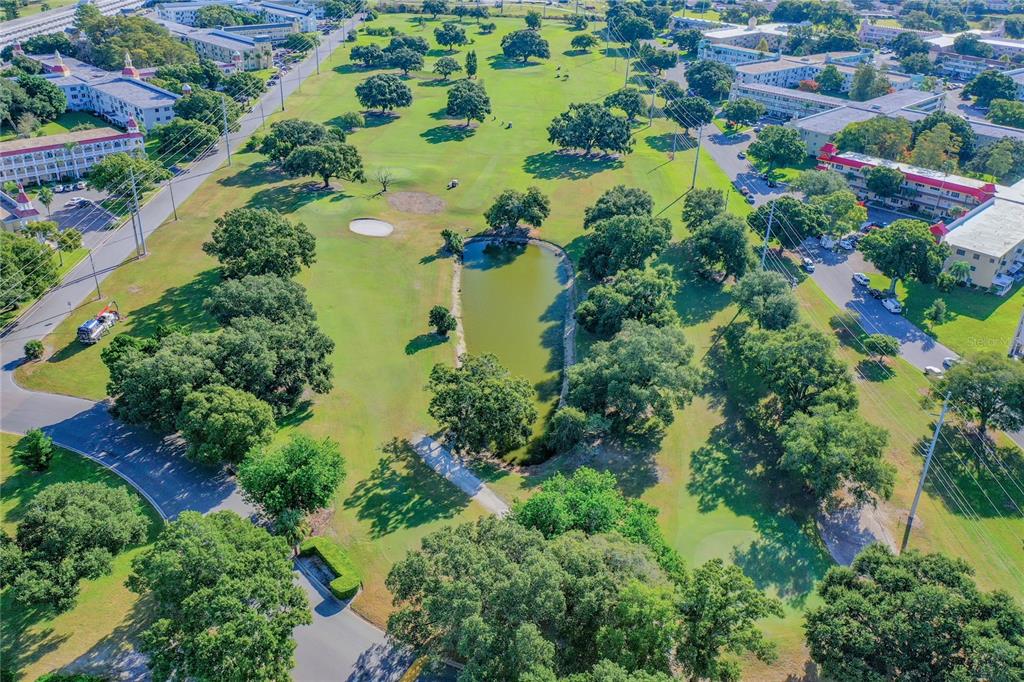 2461 Canadian Way, Unit 45 Clearwater, FL 33763 - Photo 28 of 33 an aerial view of residential houses with outdoor space and trees all around