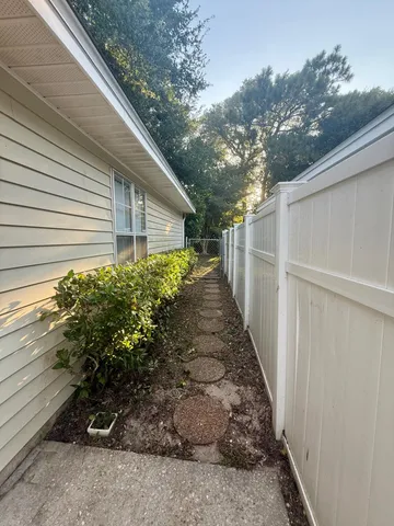 a view of a backyard with plants